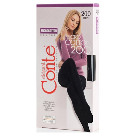 Conte sheer pantyhose Microcotton 200 Den Nero