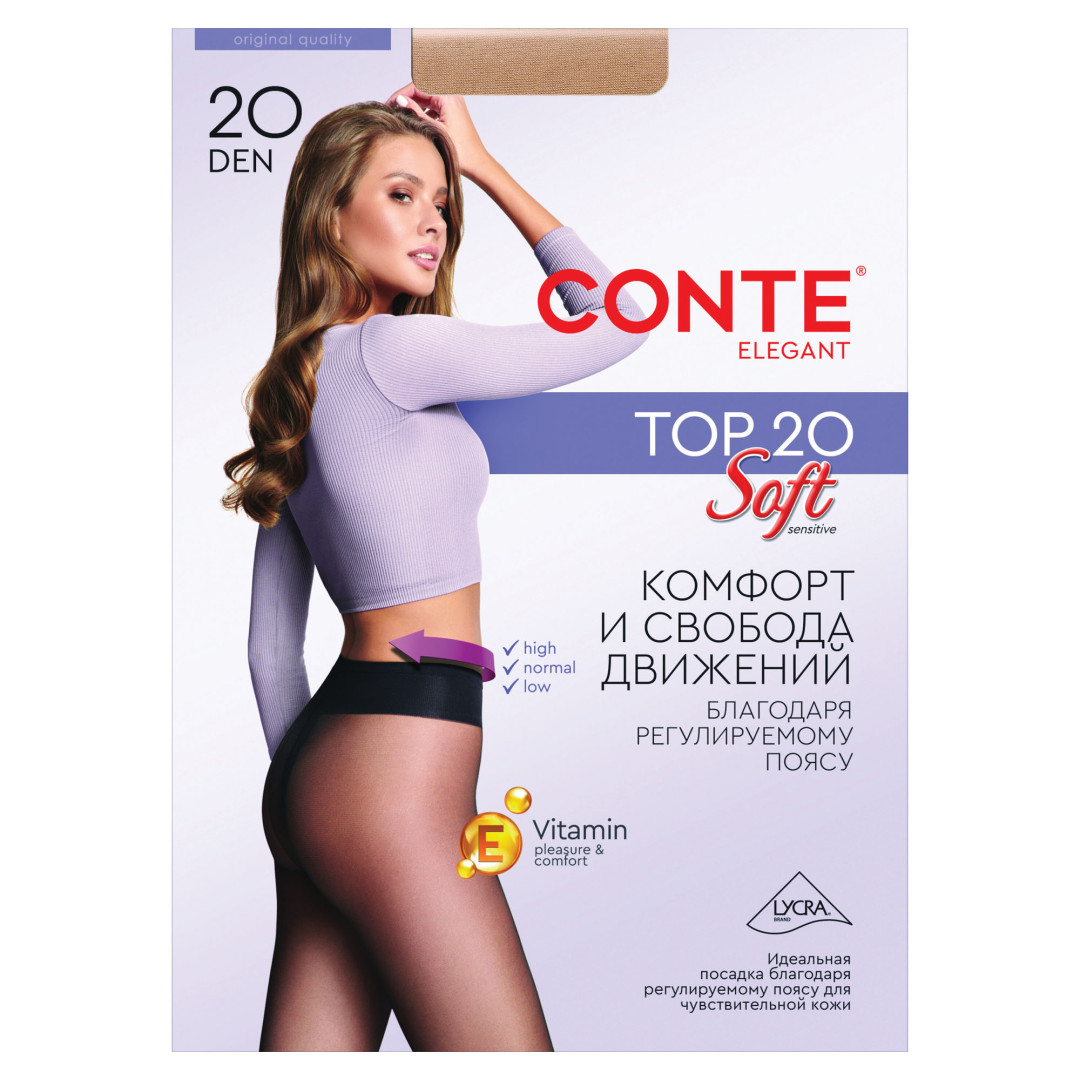 Прозорі панчохи Conte Top Soft 20 Den Natural, 4
