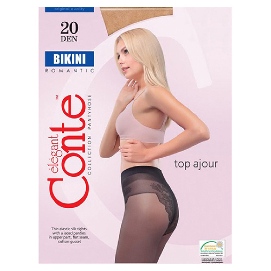 Прозорі колготки Conte Bikini 20 Den Nero, 4
