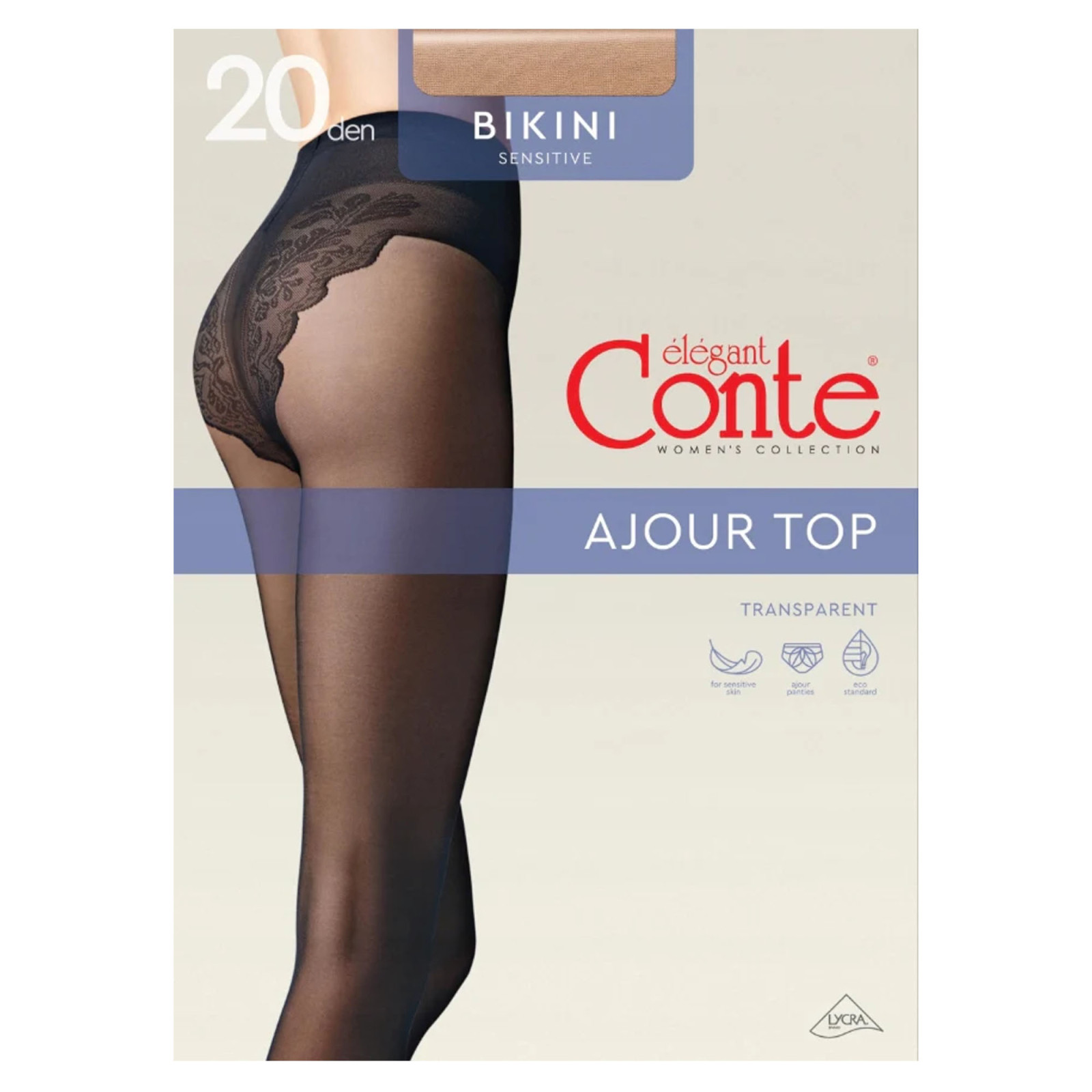 Прозорі колготки Conte Bikini 20 Den Natural, 4