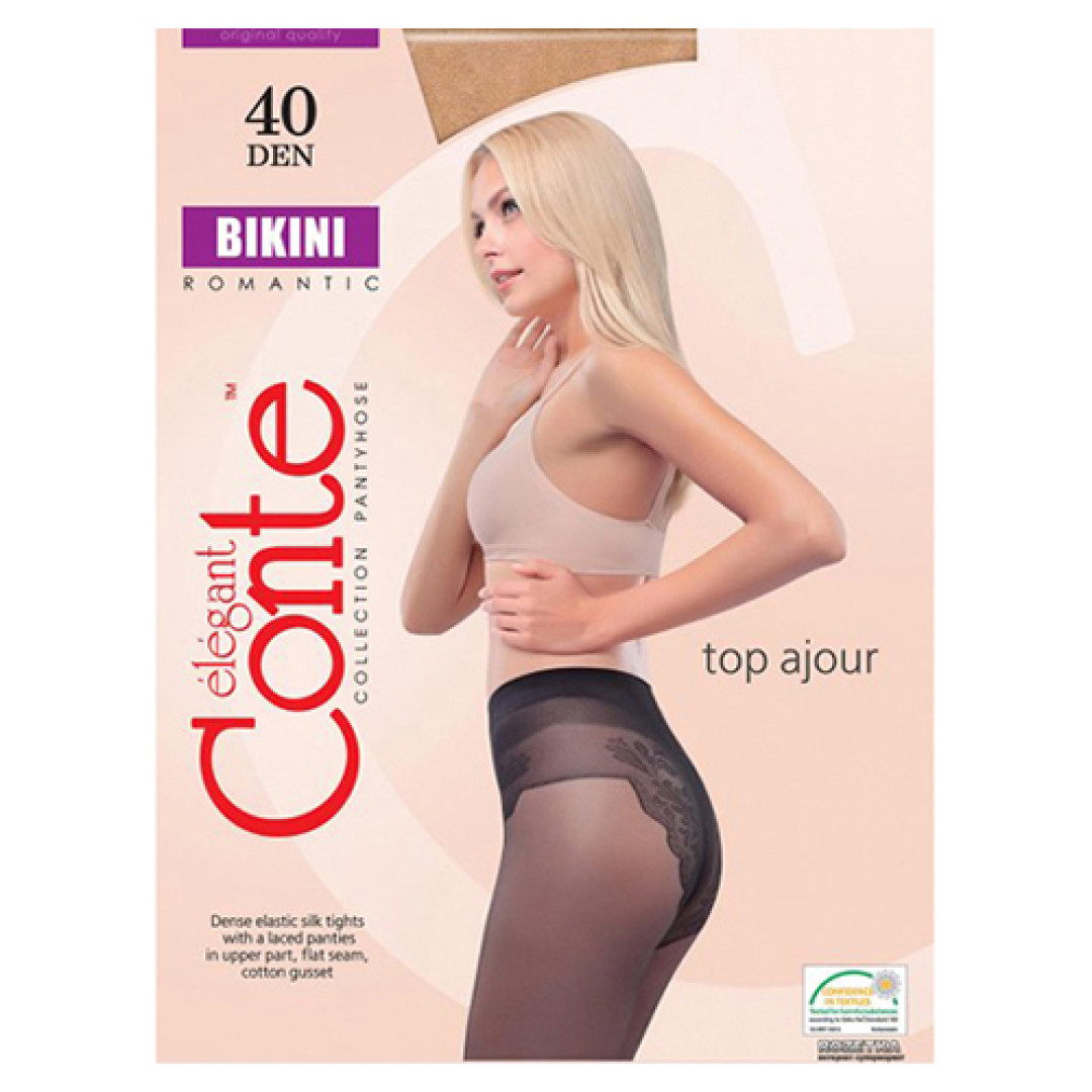 Прозорі панчохи Conte Bikini 40 Den Grafit, 3