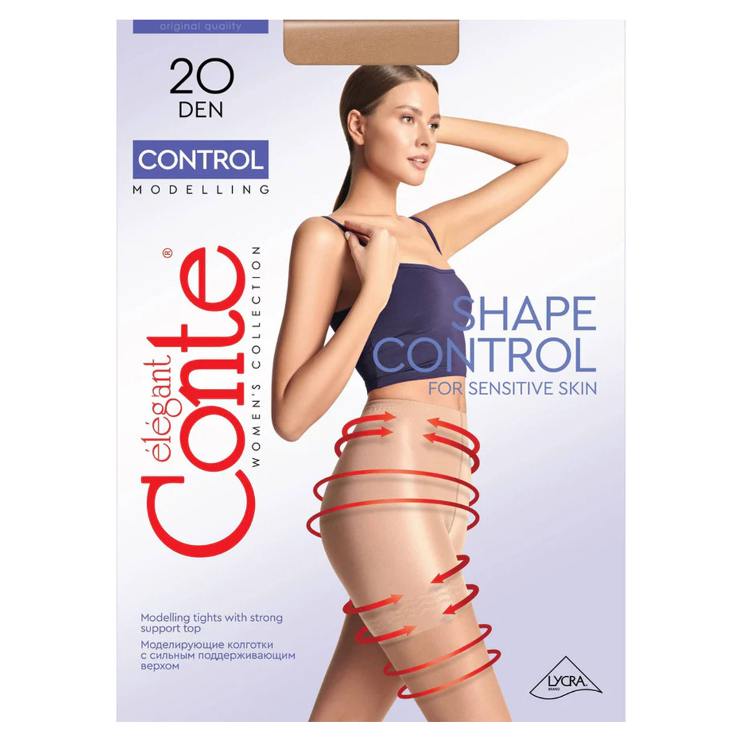 Прозорі колготки Conte Control 20 Den Nero, 2