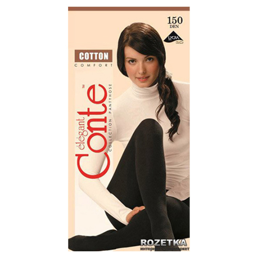 Прозорі колготки Conte Cotton 150 Den Grafit, 4