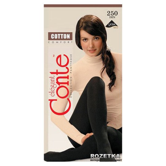 Колготки женские Conte Cotton 250 Den Nero