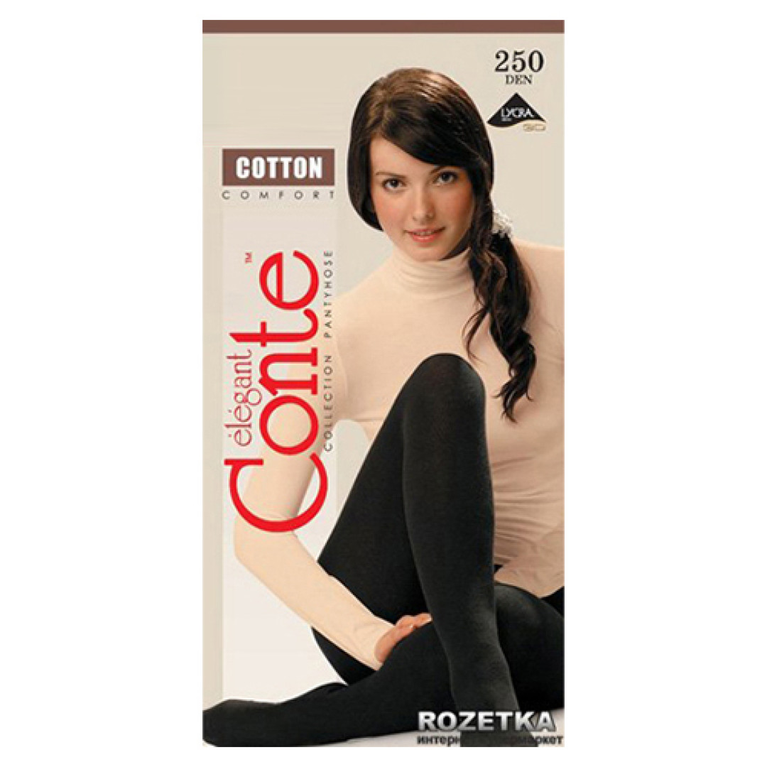 Напівпрозорі колготки Conte Cotton 250 Den Nero, 5