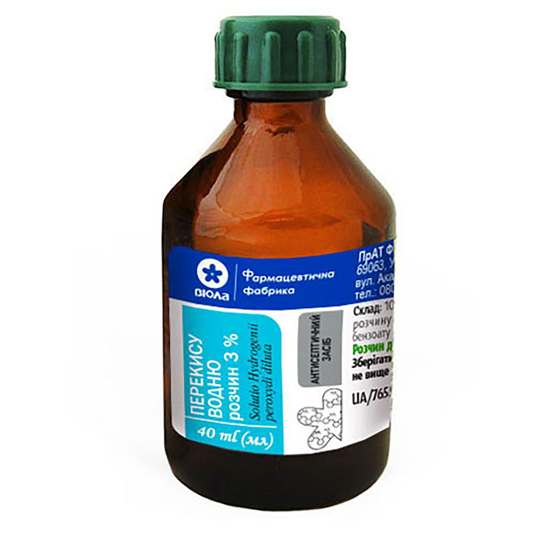 Перекис водню, розчин для місцевого застосування 3% 40ml/1.35 Fl Oz