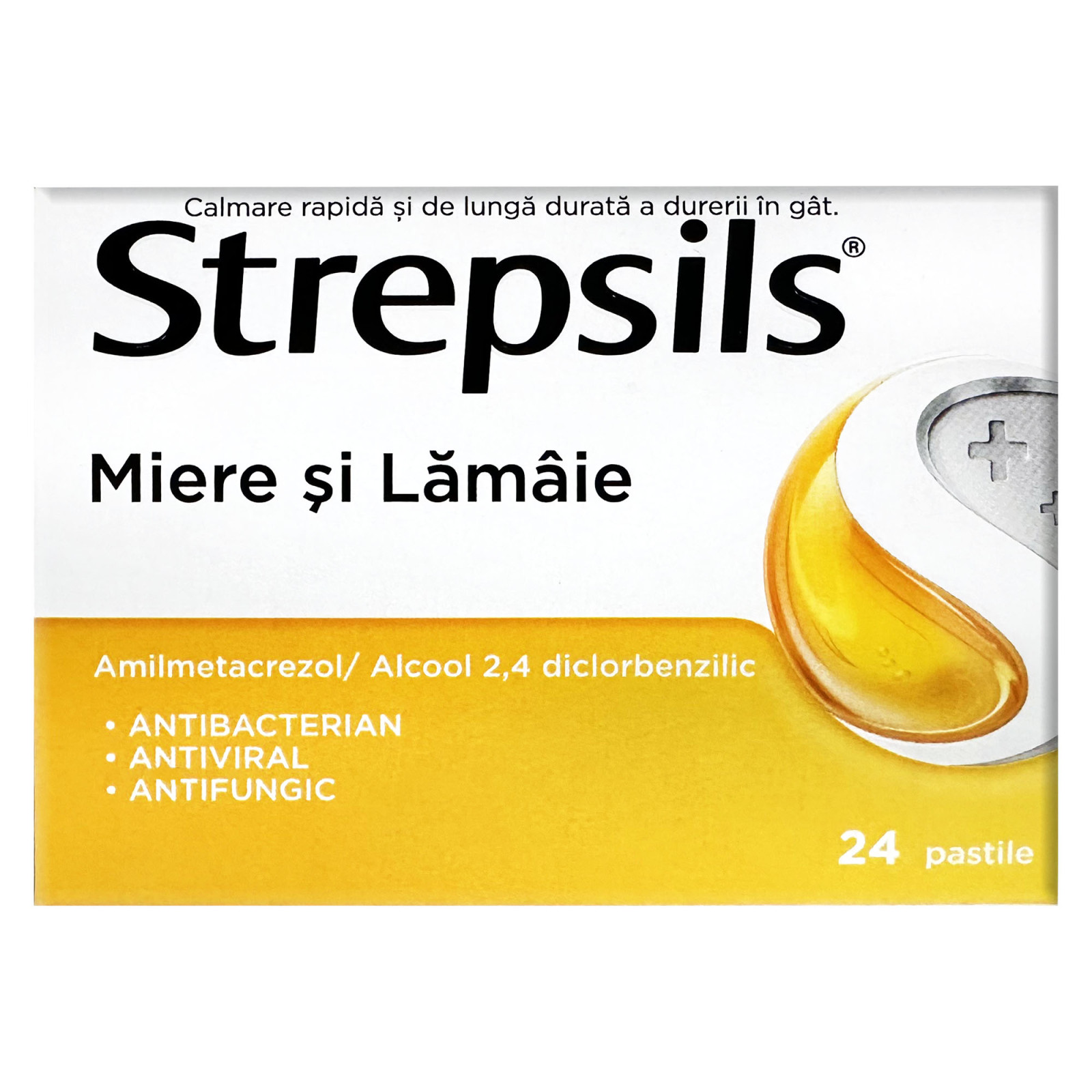 Льодяники Strepsils з медом і лимоном, що заспокоюють (24 Count)