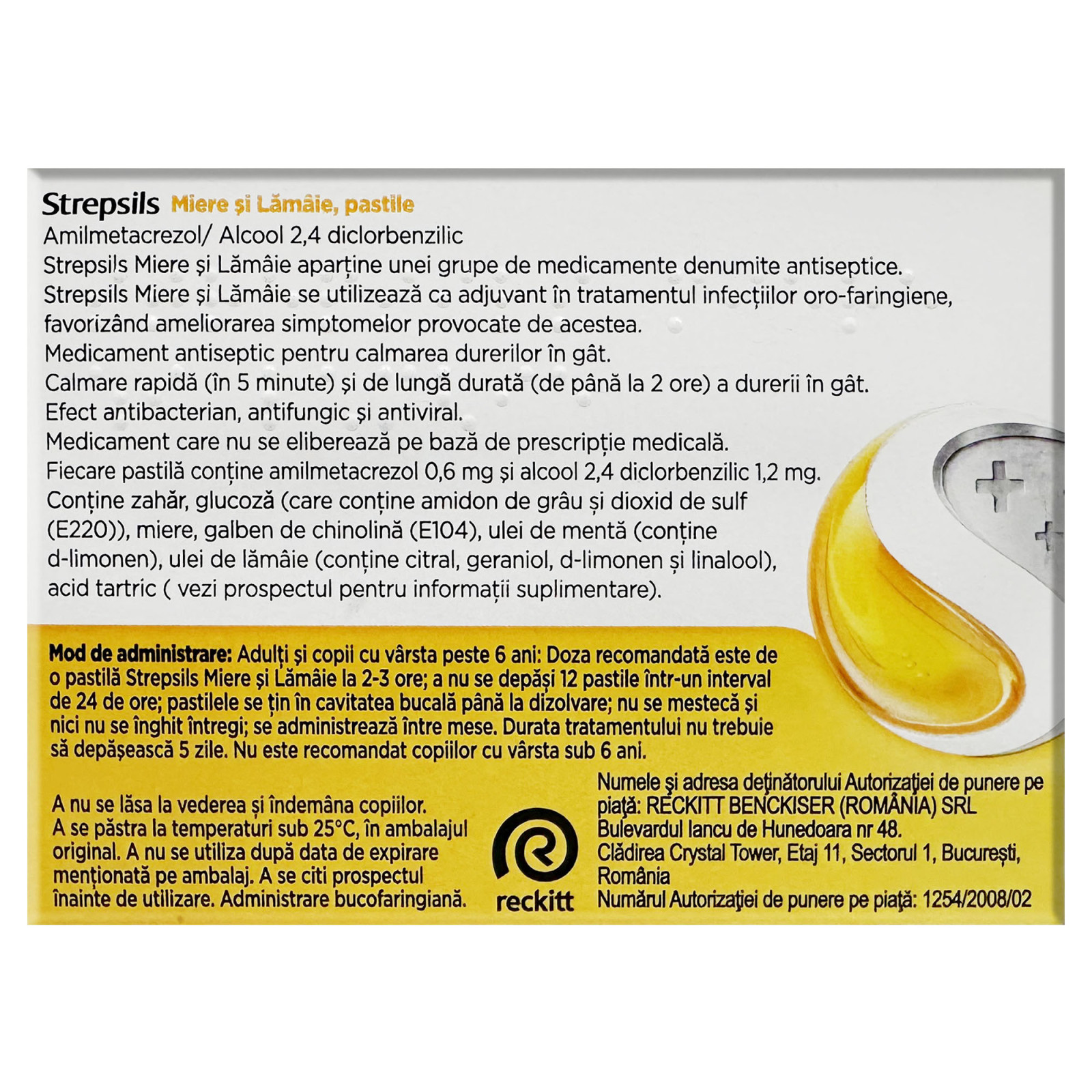 Льодяники Strepsils з медом і лимоном, що заспокоюють (24 Count)