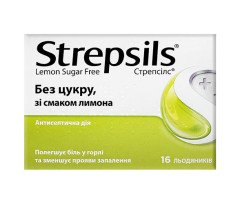 Стрепсилс без Сахара (Таблетки для рассасывания лимонные) 16шт