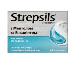 Стрепсилс Ментол и Эвкалипт (Таблетки для рассасывания) 24шт