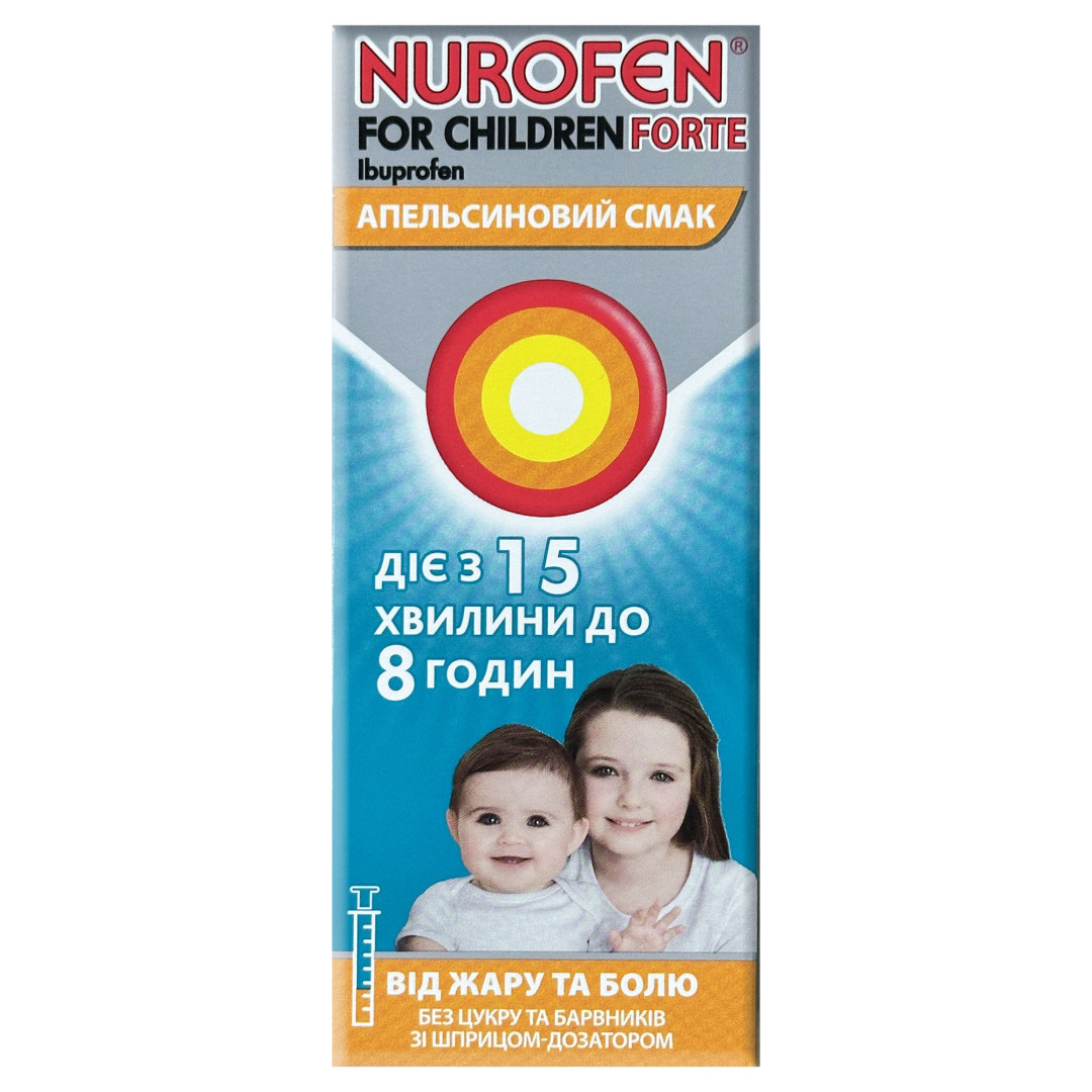 Нурофен для дітей Форте (200mg/5ml) оральна суспензія зі смаком апельсина 100ml/3.4 Fl Oz